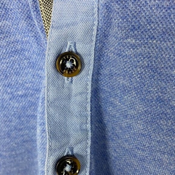 Ted Baker Ovaskep Piqué Polo Collar Slim Shirt Size 2XL Short Sleeve Blue Glee - Picture 10 of 11